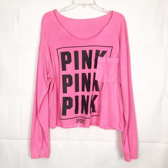 PINK Long Sleeve Pink Oversized Top - Picture 1 of 10